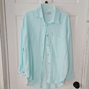 ACOA Women's Light Blue Button Down Shirt